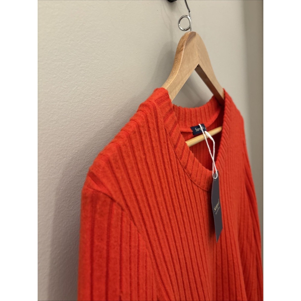 NWT Women's Red Ribbed V-neck Lightweight Sweater Sampeel - Picture 5 of 11